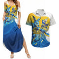 Personalised Australian Oztag Kangaroo Mascot Couples Matching Summer Maxi Dress and Hawaiian Shirt Try Tag Triumph Australia Abstract Geometric