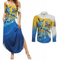 Personalised Australian Oztag Kangaroo Mascot Couples Matching Summer Maxi Dress and Long Sleeve Button Shirt Try Tag Triumph Australia Abstract Geometric