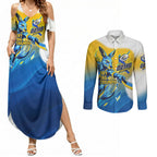 Personalised Australian Oztag Kangaroo Mascot Couples Matching Summer Maxi Dress and Long Sleeve Button Shirt Try Tag Triumph Australia Abstract Geometric