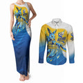 Personalised Australian Oztag Kangaroo Mascot Couples Matching Tank Maxi Dress and Long Sleeve Button Shirt Try Tag Triumph Australia Abstract Geometric