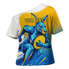 Personalised Australian Oztag Kangaroo Mascot Cross Shoulder Shirt Try Tag Triumph Australia Abstract Geometric