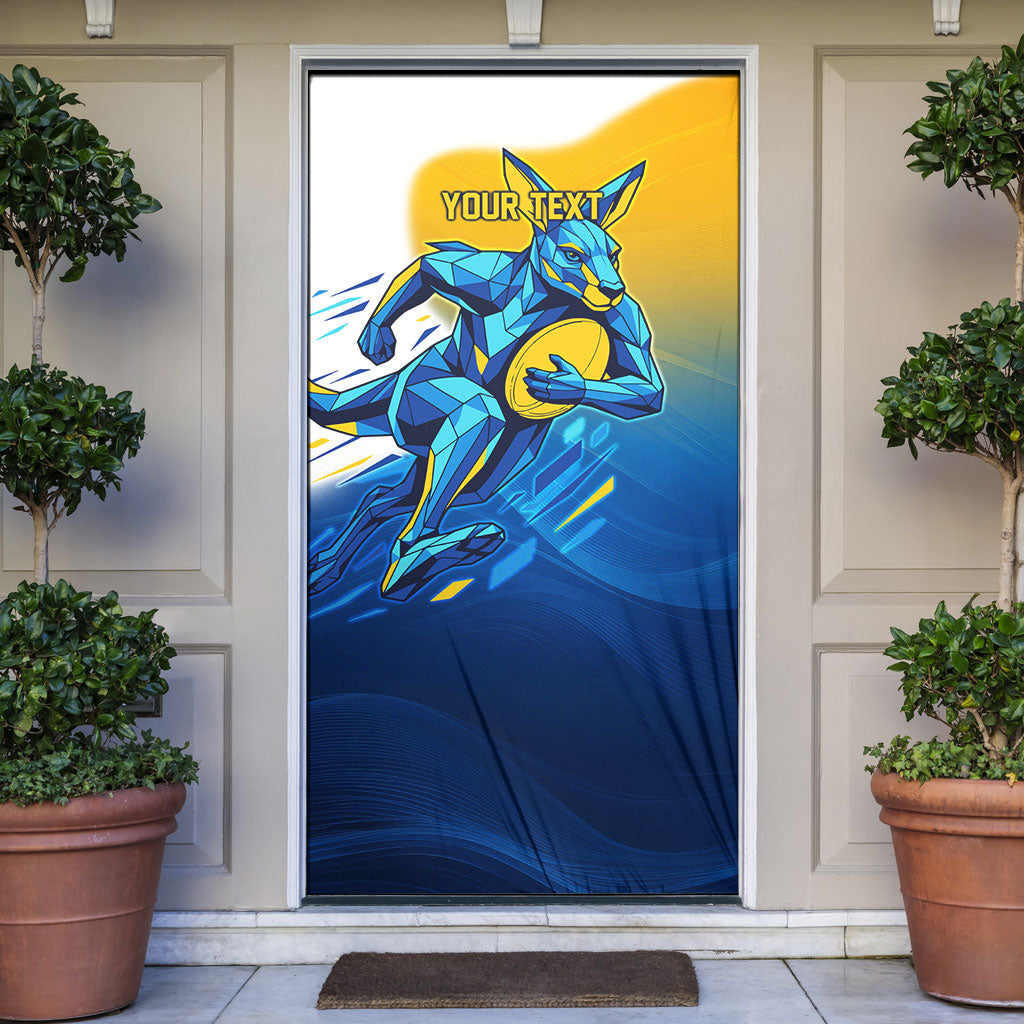Personalised Australian Oztag Kangaroo Mascot Door Cover Try Tag Triumph Australia Abstract Geometric