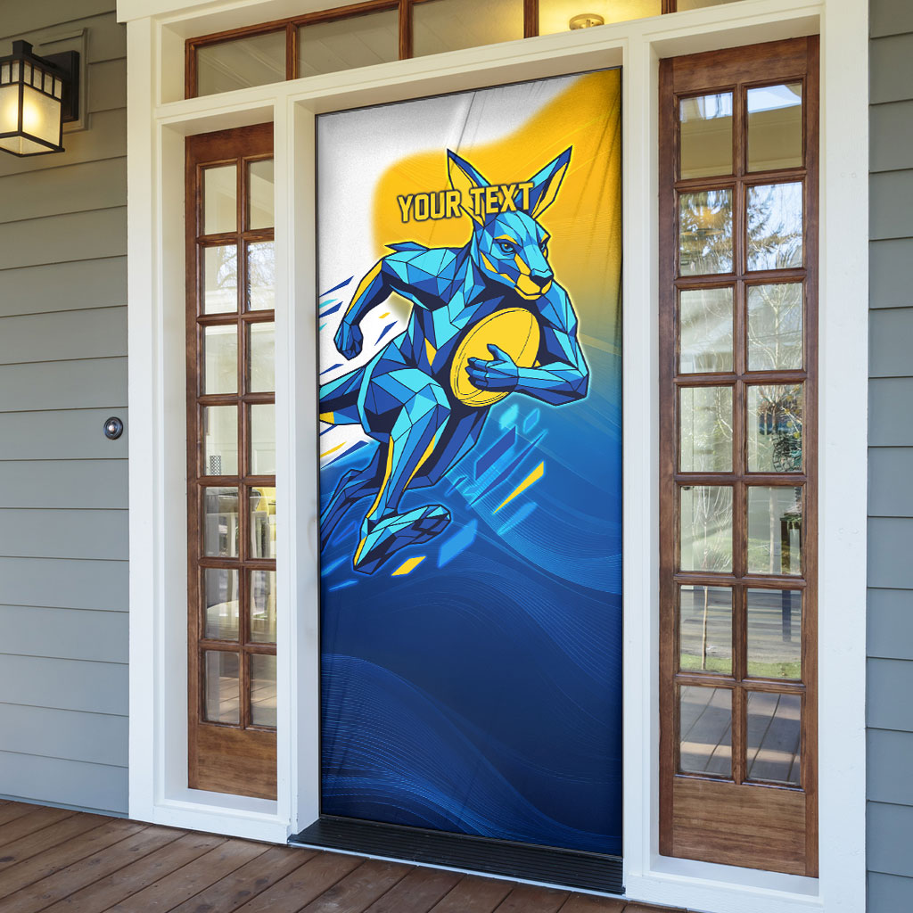Personalised Australian Oztag Kangaroo Mascot Door Cover Try Tag Triumph Australia Abstract Geometric
