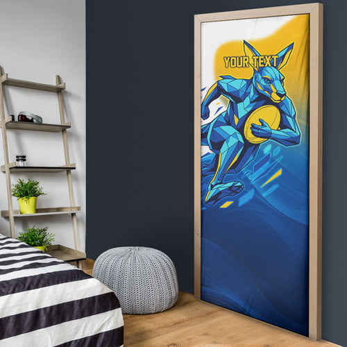 Personalised Australian Oztag Kangaroo Mascot Door Cover Try Tag Triumph Australia Abstract Geometric