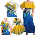 Personalised Australian Oztag Kangaroo Mascot Family Matching Off Shoulder Maxi Dress and Hawaiian Shirt Try Tag Triumph Australia Abstract Geometric