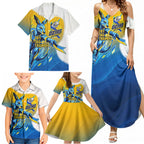 Personalised Australian Oztag Kangaroo Mascot Family Matching Summer Maxi Dress and Hawaiian Shirt Try Tag Triumph Australia Abstract Geometric