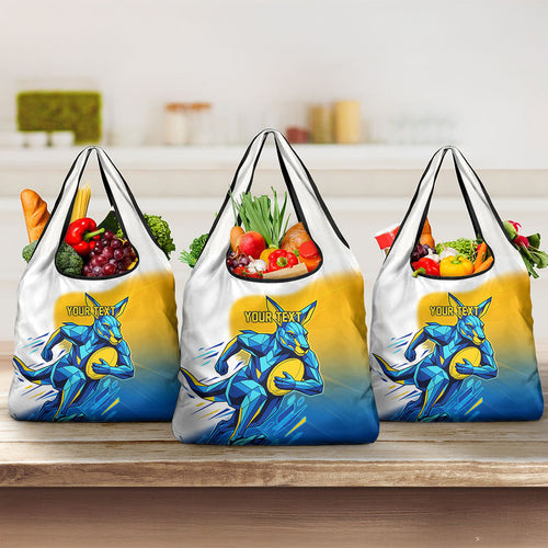 Personalised Australian Oztag Kangaroo Mascot Grocery Bag Try Tag Triumph Australia Abstract Geometric