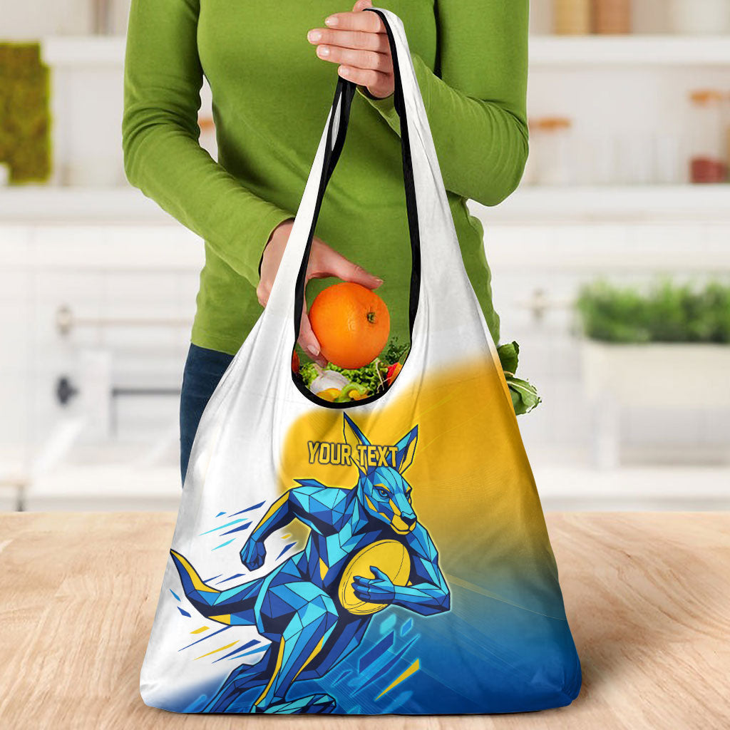 Personalised Australian Oztag Kangaroo Mascot Grocery Bag Try Tag Triumph Australia Abstract Geometric