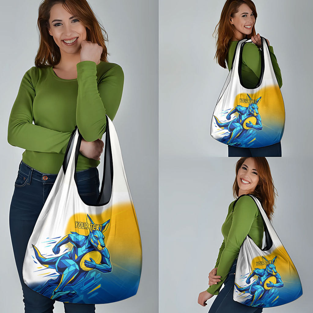 Personalised Australian Oztag Kangaroo Mascot Grocery Bag Try Tag Triumph Australia Abstract Geometric