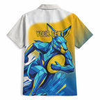 Personalised Australian Oztag Kangaroo Mascot Hawaiian Shirt Try Tag Triumph Australia Abstract Geometric