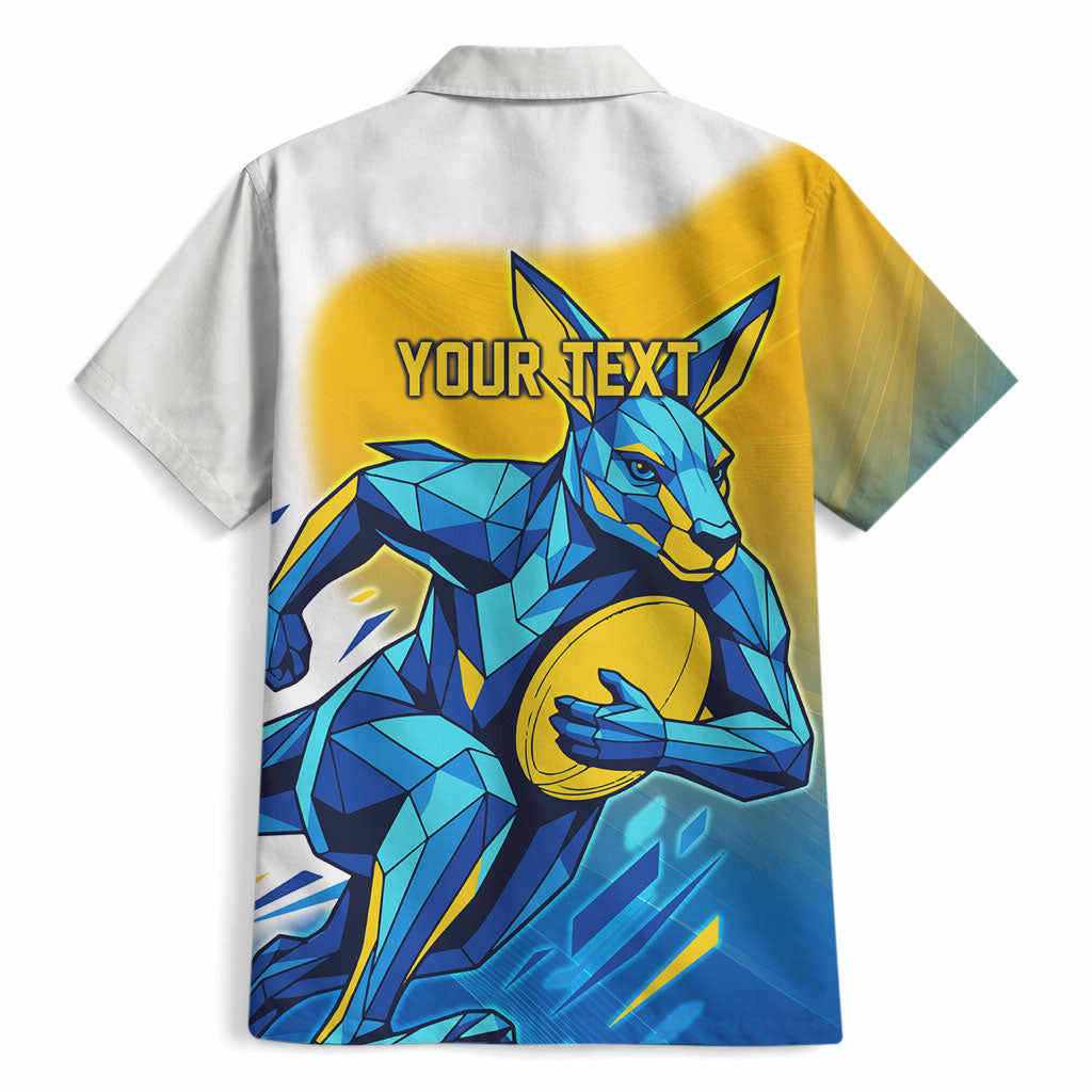 Personalised Australian Oztag Kangaroo Mascot Hawaiian Shirt Try Tag Triumph Australia Abstract Geometric