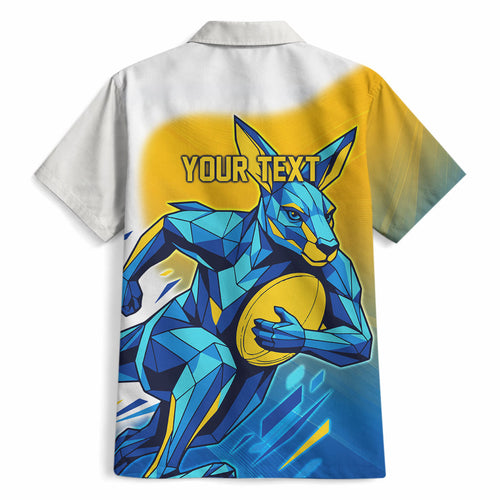 Personalised Australian Oztag Kangaroo Mascot Hawaiian Shirt Try Tag Triumph Australia Abstract Geometric