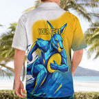 Personalised Australian Oztag Kangaroo Mascot Hawaiian Shirt Try Tag Triumph Australia Abstract Geometric