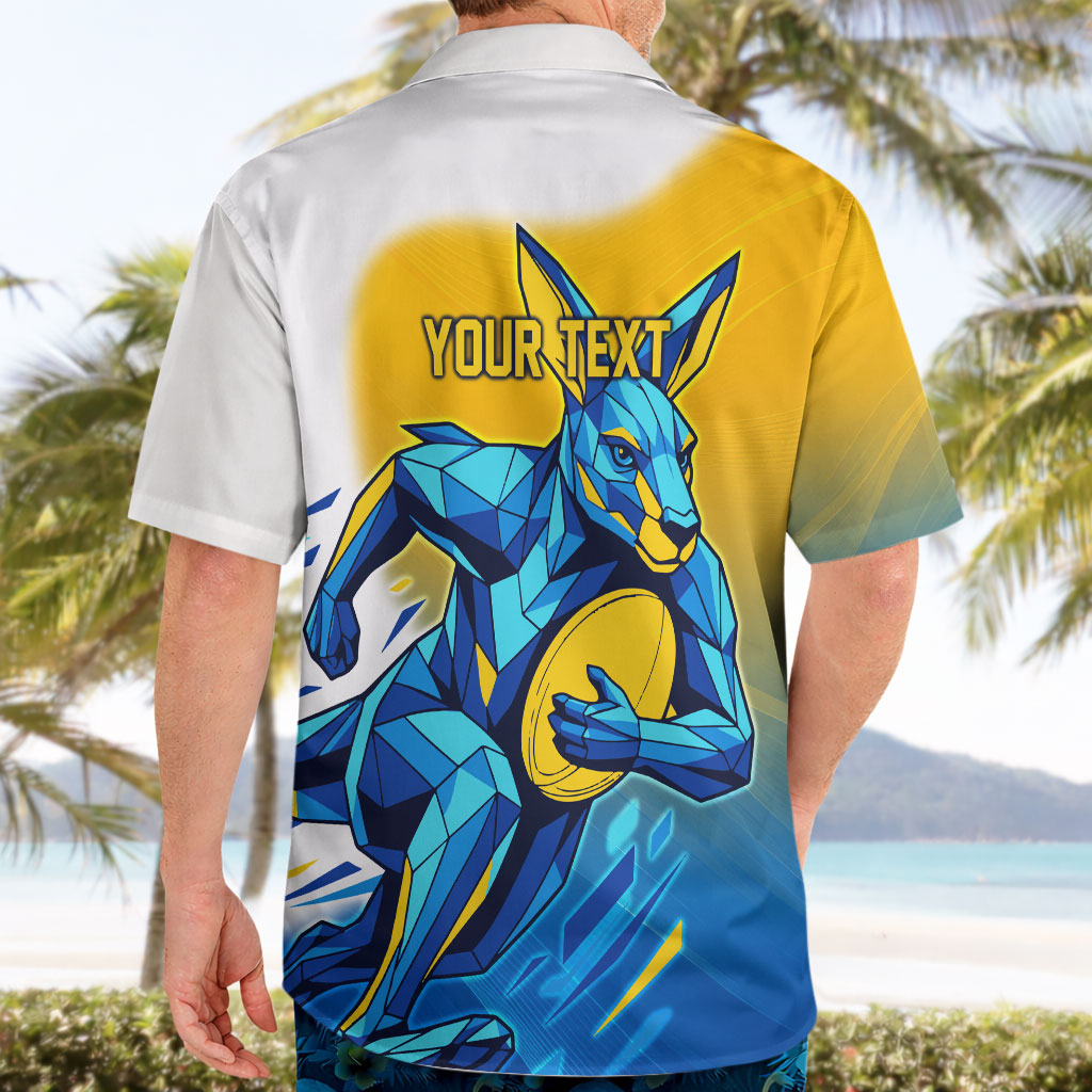 Personalised Australian Oztag Kangaroo Mascot Hawaiian Shirt Try Tag Triumph Australia Abstract Geometric