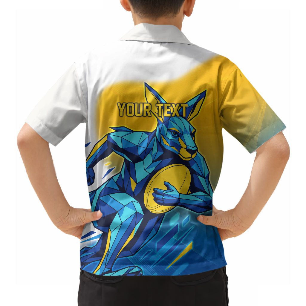 Personalised Australian Oztag Kangaroo Mascot Hawaiian Shirt Try Tag Triumph Australia Abstract Geometric
