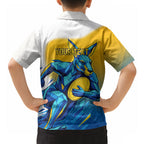 Personalised Australian Oztag Kangaroo Mascot Hawaiian Shirt Try Tag Triumph Australia Abstract Geometric
