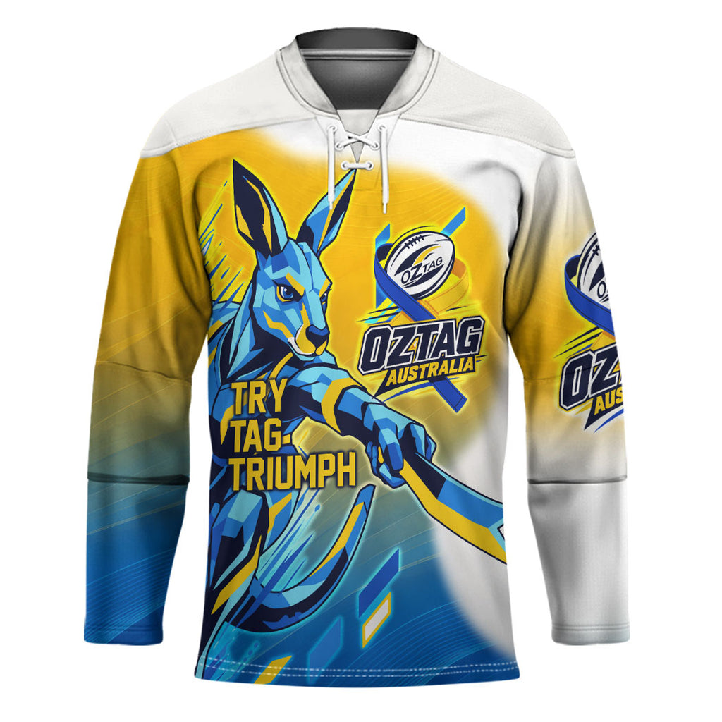Personalised Australian Oztag Kangaroo Mascot Hockey Jersey Try Tag Triumph Australia Abstract Geometric