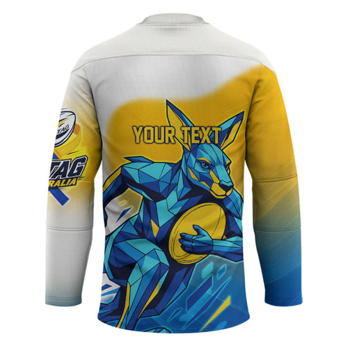 Personalised Australian Oztag Kangaroo Mascot Hockey Jersey Try Tag Triumph Australia Abstract Geometric