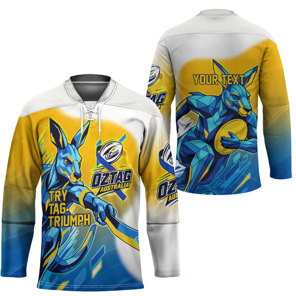 Personalised Australian Oztag Kangaroo Mascot Hockey Jersey Try Tag Triumph Australia Abstract Geometric