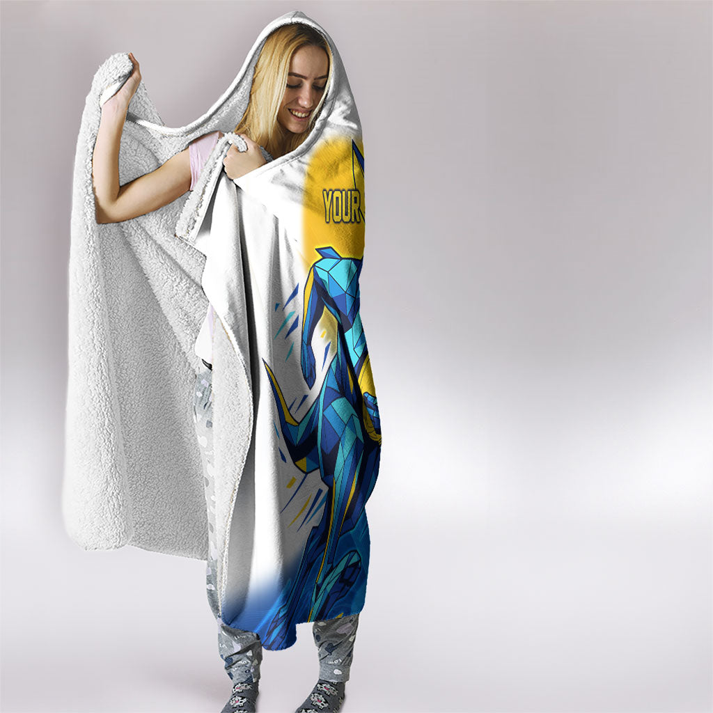 Personalised Australian Oztag Kangaroo Mascot Hooded Blanket Try Tag Triumph Australia Abstract Geometric