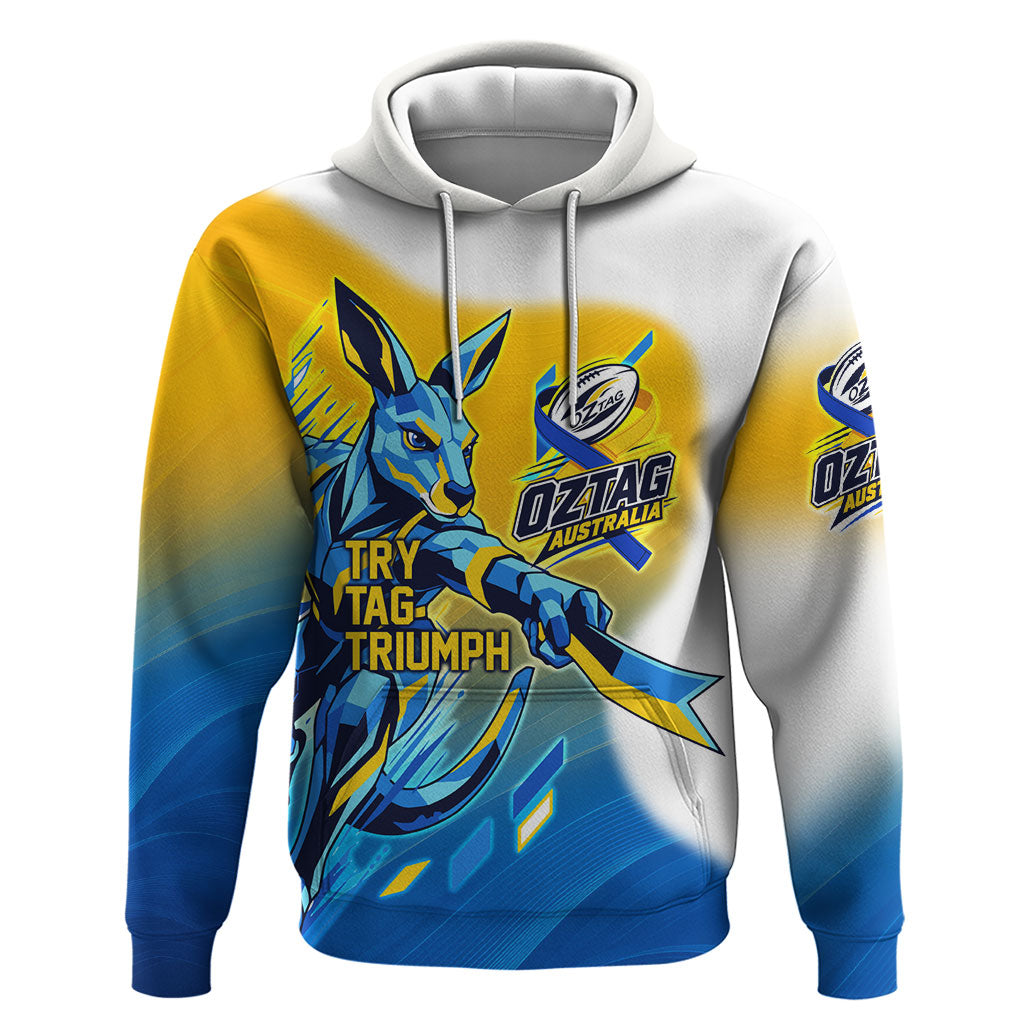 Personalised Australian Oztag Kangaroo Mascot Hoodie Try Tag Triumph Australia Abstract Geometric