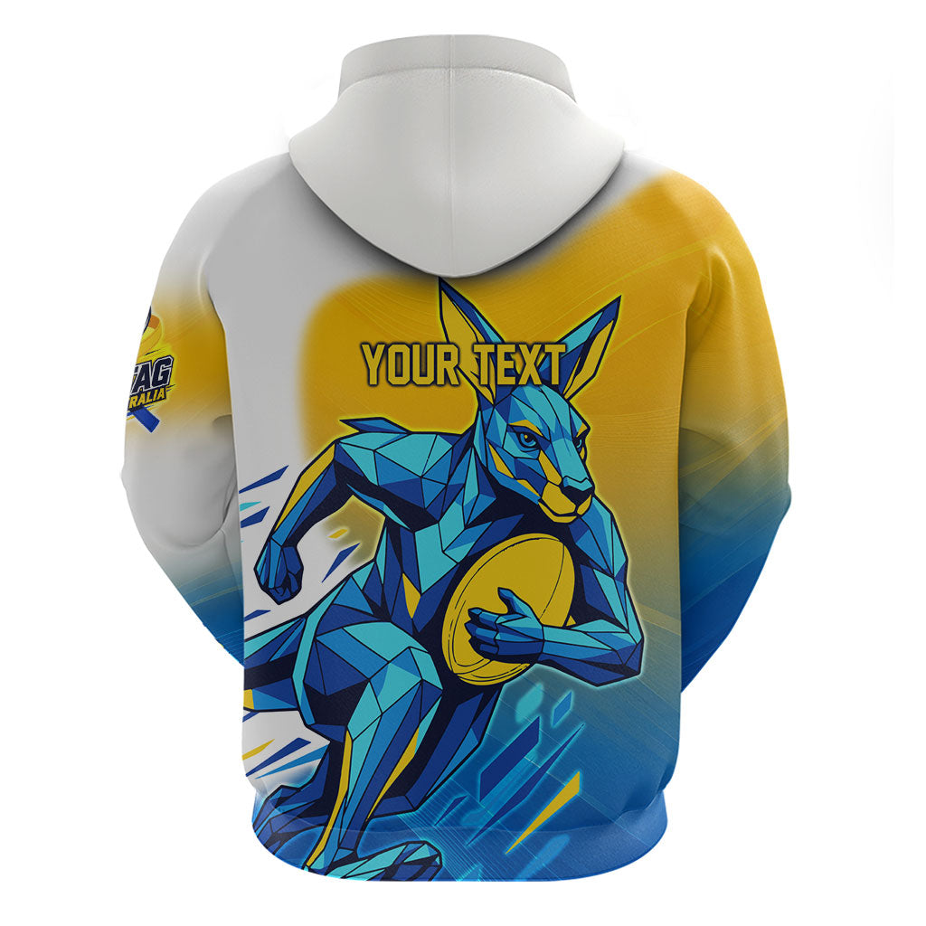 Personalised Australian Oztag Kangaroo Mascot Hoodie Try Tag Triumph Australia Abstract Geometric