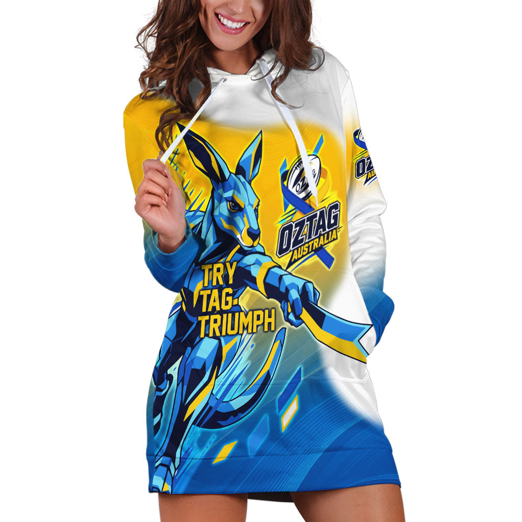 Personalised Australian Oztag Kangaroo Mascot Hoodie Dress Try Tag Triumph Australia Abstract Geometric