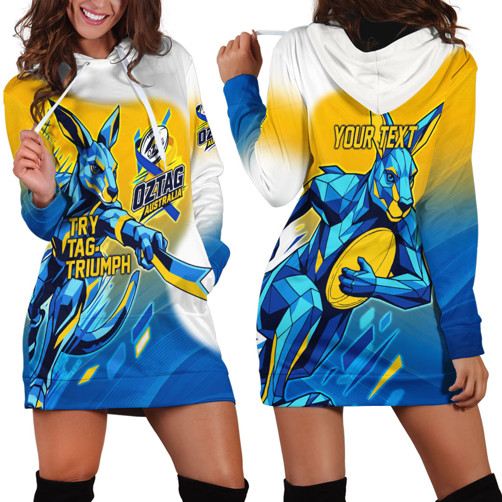 Personalised Australian Oztag Kangaroo Mascot Hoodie Dress Try Tag Triumph Australia Abstract Geometric