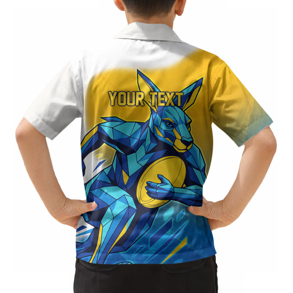 Personalised Australian Oztag Kangaroo Mascot Kid Hawaiian Shirt Try Tag Triumph Australia Abstract Geometric
