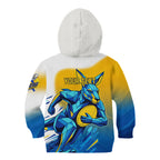 Personalised Australian Oztag Kangaroo Mascot Kid Hoodie Try Tag Triumph Australia Abstract Geometric
