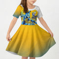 Personalised Australian Oztag Kangaroo Mascot Kid Short Sleeve Dress Try Tag Triumph Australia Abstract Geometric