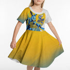 Personalised Australian Oztag Kangaroo Mascot Kid Short Sleeve Dress Try Tag Triumph Australia Abstract Geometric