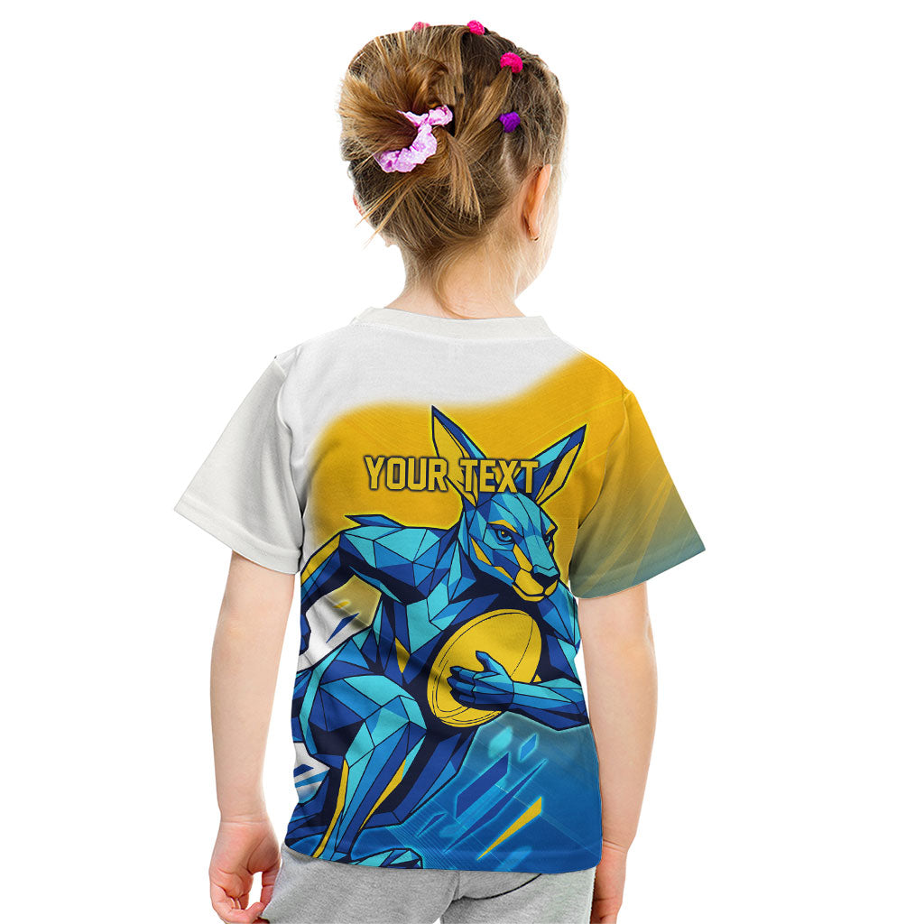 Personalised Australian Oztag Kangaroo Mascot Kid T Shirt Try Tag Triumph Australia Abstract Geometric