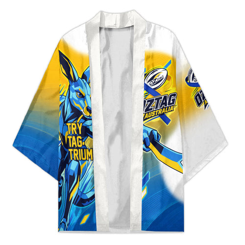 Personalised Australian Oztag Kangaroo Mascot Kimono Try Tag Triumph Australia Abstract Geometric