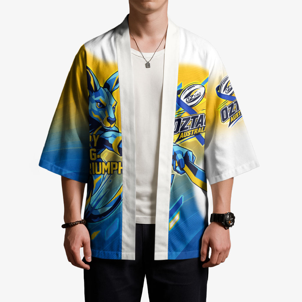 Personalised Australian Oztag Kangaroo Mascot Kimono Try Tag Triumph Australia Abstract Geometric