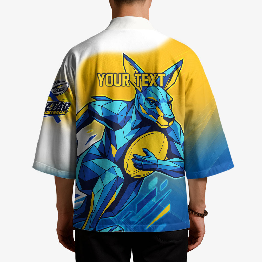 Personalised Australian Oztag Kangaroo Mascot Kimono Try Tag Triumph Australia Abstract Geometric
