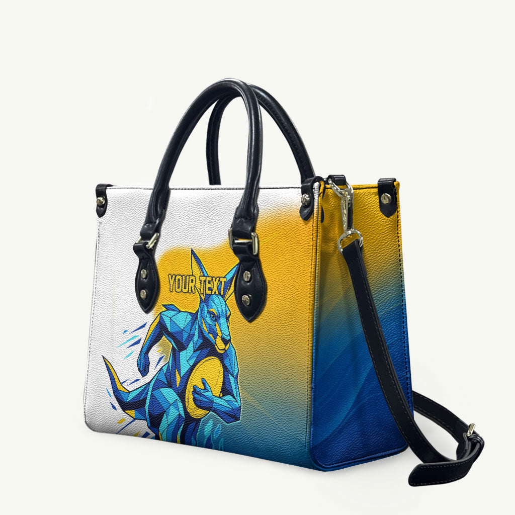 Personalised Australian Oztag Kangaroo Mascot Leather Bag Try Tag Triumph Australia Abstract Geometric