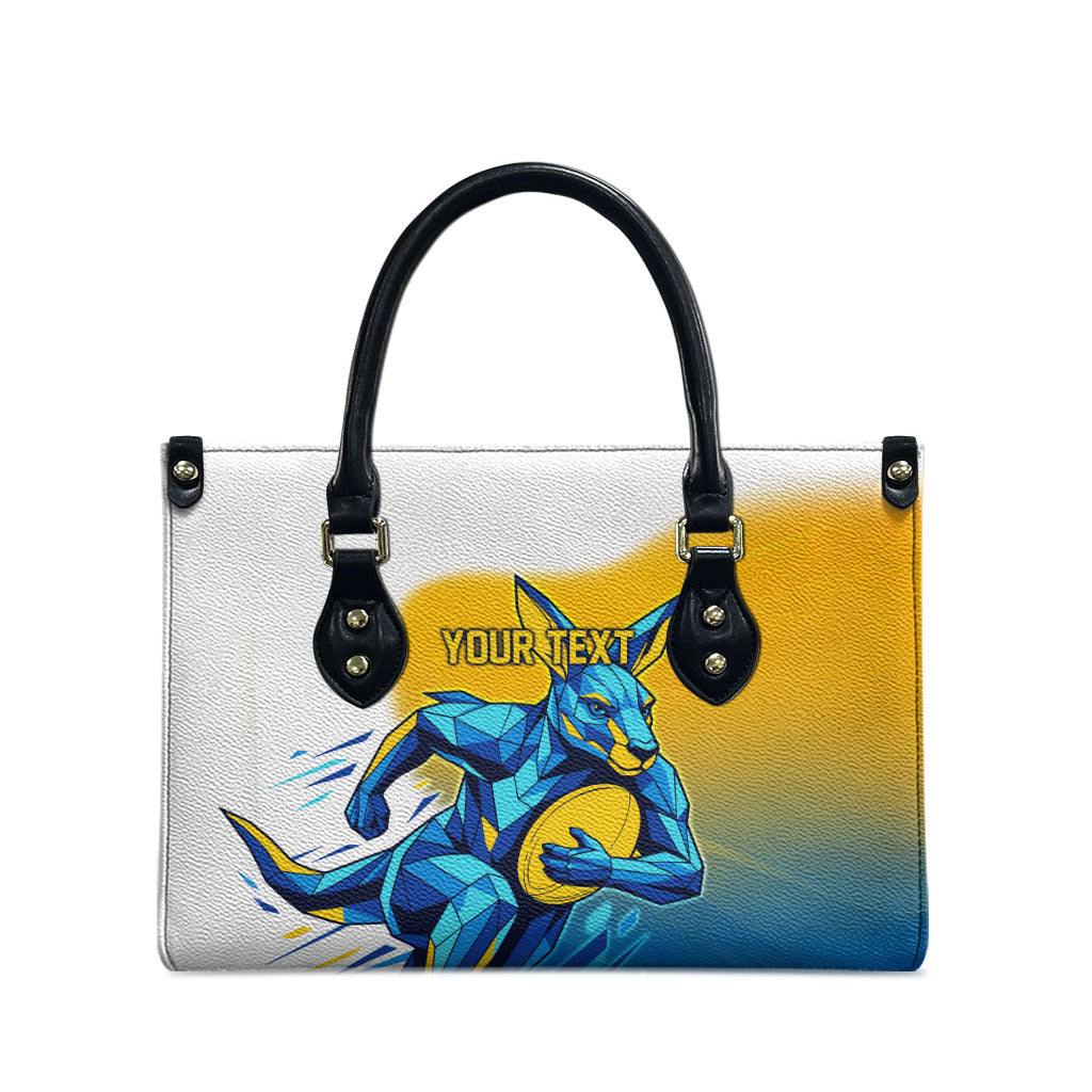 Personalised Australian Oztag Kangaroo Mascot Leather Bag Try Tag Triumph Australia Abstract Geometric