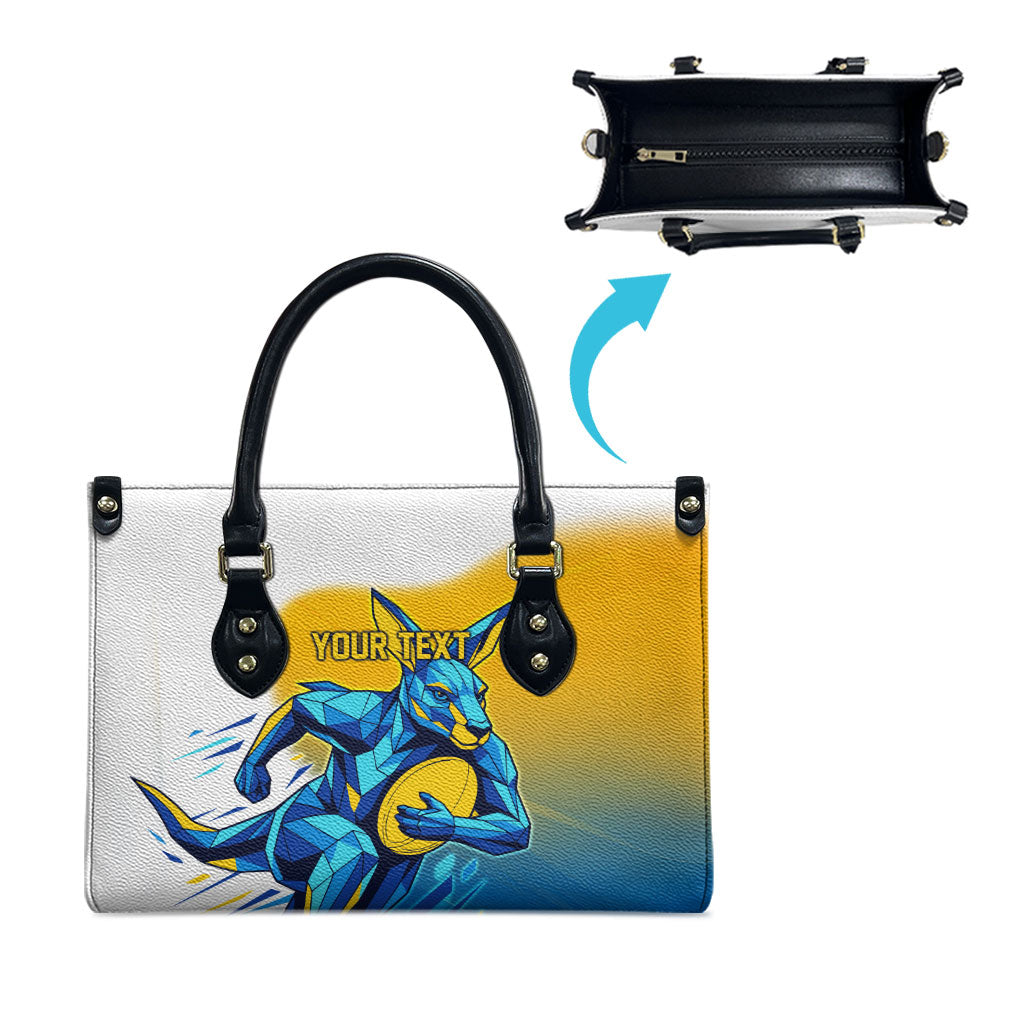 Personalised Australian Oztag Kangaroo Mascot Leather Bag Try Tag Triumph Australia Abstract Geometric