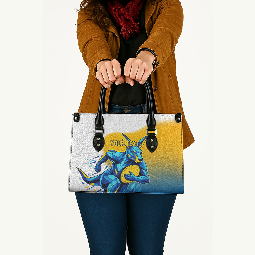 Personalised Australian Oztag Kangaroo Mascot Leather Bag Try Tag Triumph Australia Abstract Geometric