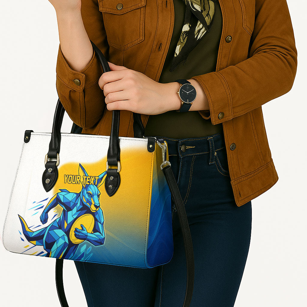 Personalised Australian Oztag Kangaroo Mascot Leather Bag Try Tag Triumph Australia Abstract Geometric
