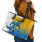 Personalised Australian Oztag Kangaroo Mascot Leather Tote Bag Try Tag Triumph Australia Abstract Geometric