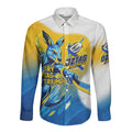 Personalised Australian Oztag Kangaroo Mascot Long Sleeve Button Shirt Try Tag Triumph Australia Abstract Geometric