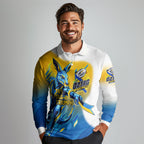 Personalised Australian Oztag Kangaroo Mascot Long Sleeve Polo Shirt Try Tag Triumph Australia Abstract Geometric
