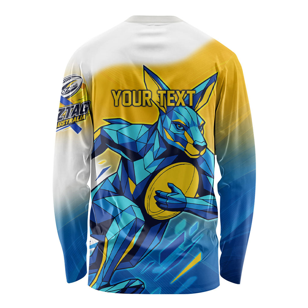 Personalised Australian Oztag Kangaroo Mascot Long Sleeve Shirt Try Tag Triumph Australia Abstract Geometric