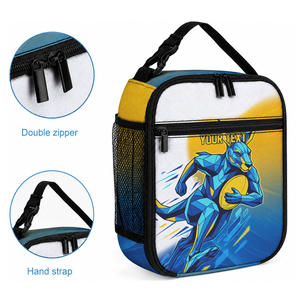 Personalised Australian Oztag Kangaroo Mascot Lunch Bag Try Tag Triumph Australia Abstract Geometric
