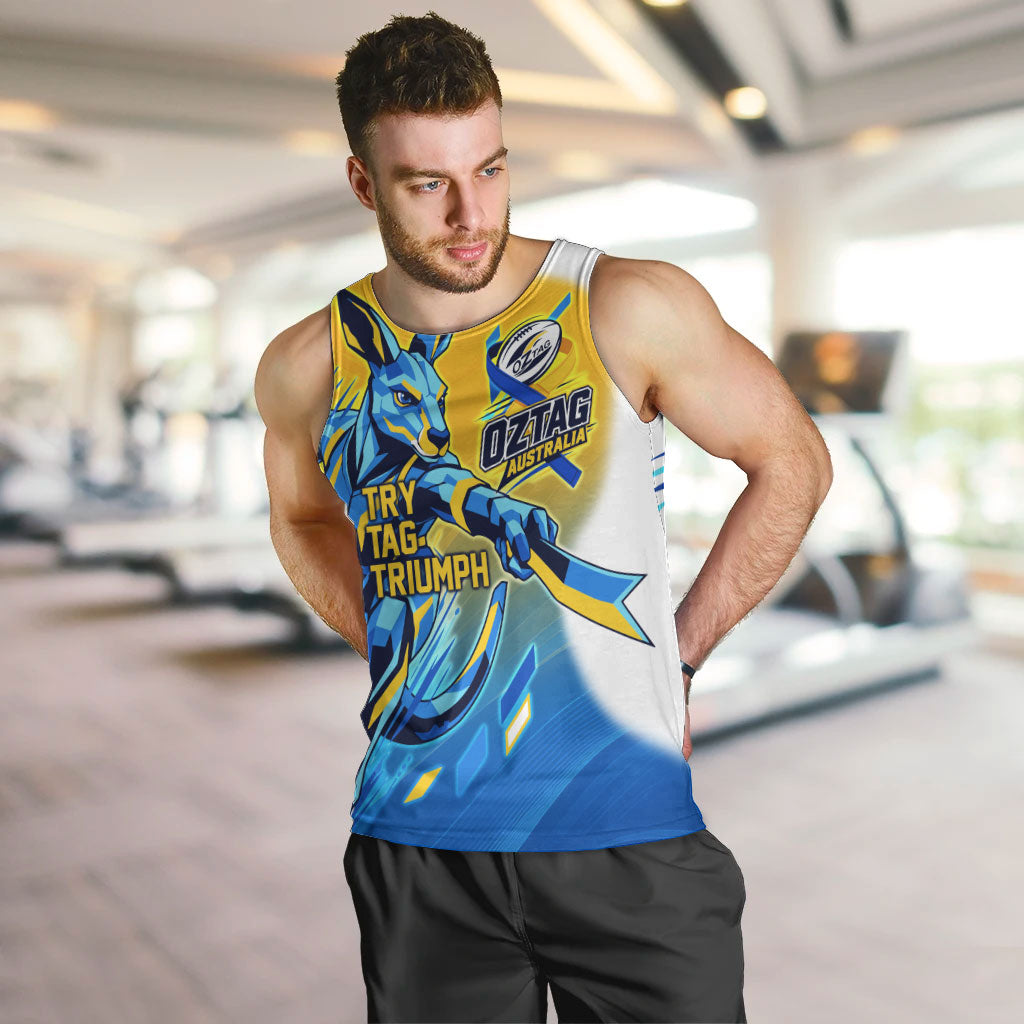 Personalised Australian Oztag Kangaroo Mascot Men Tank Top Try Tag Triumph Australia Abstract Geometric