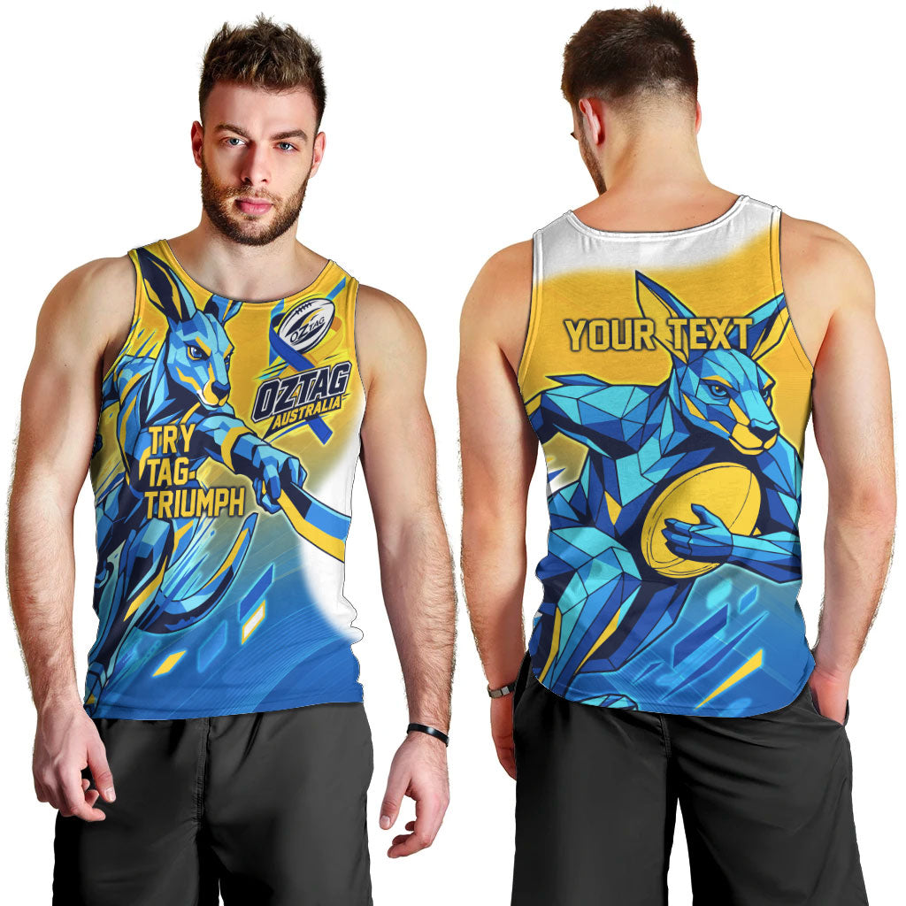 Personalised Australian Oztag Kangaroo Mascot Men Tank Top Try Tag Triumph Australia Abstract Geometric