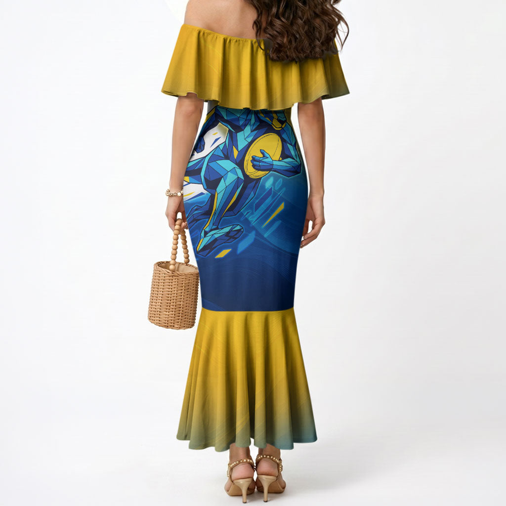 Personalised Australian Oztag Kangaroo Mascot Mermaid Dress Try Tag Triumph Australia Abstract Geometric
