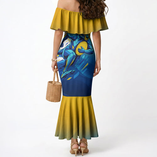 Personalised Australian Oztag Kangaroo Mascot Mermaid Dress Try Tag Triumph Australia Abstract Geometric